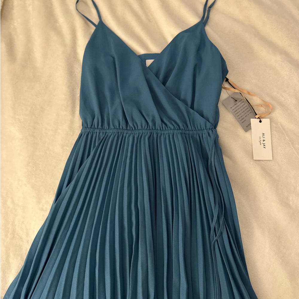 Blue mock-wrap mini dress from Nordstrom - brand new and never worn!
